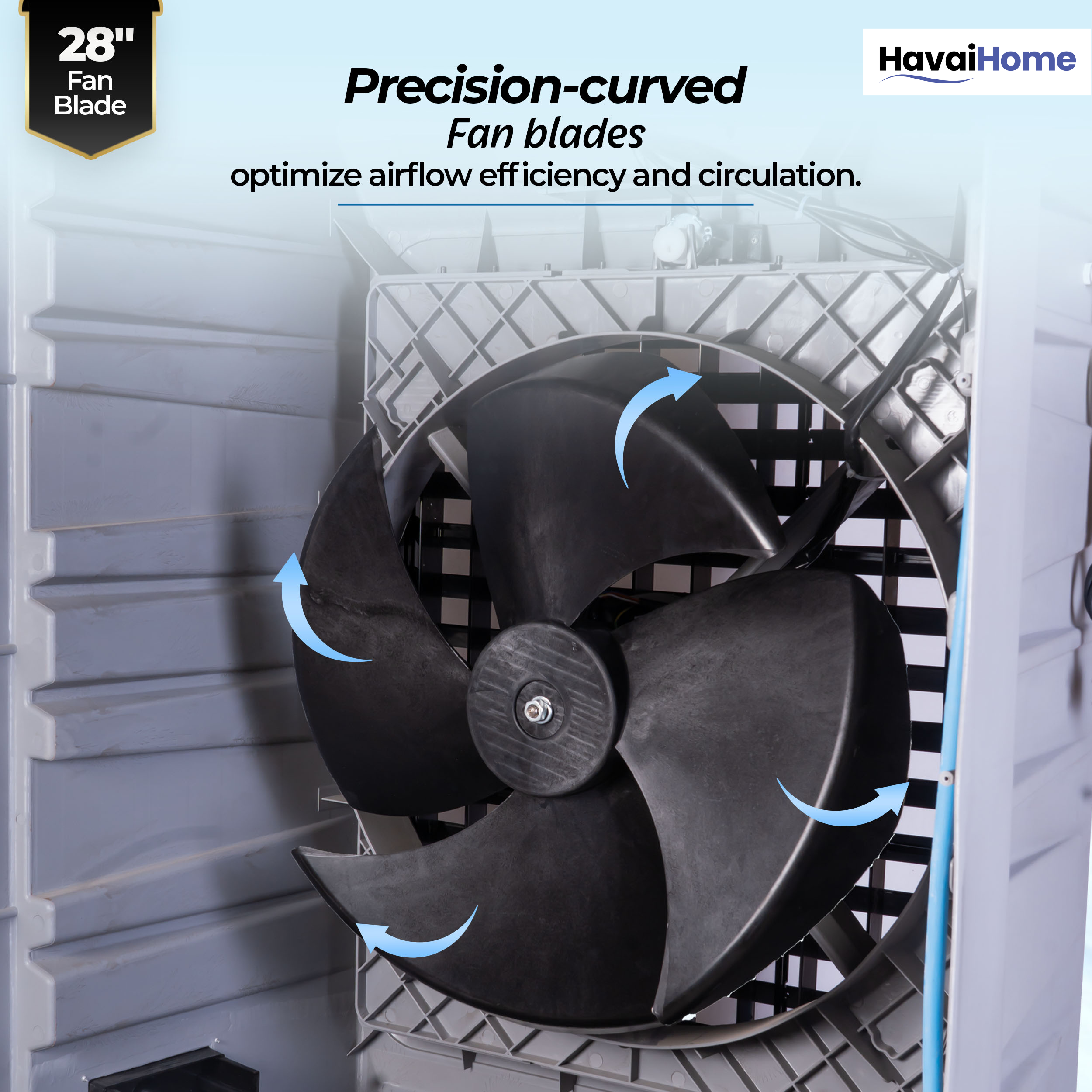 HAVAI Arizona 28 Industrial &amp; Commercial Air Cooler | 28-Inch Engineered 3-Leaf Blade | 10,000 m³/hr Air Delivery | 150L Tank | 500W Motor | 40 Ft Air Throw | Covers 700 Sq. Ft. | Finger Pull Drain Plug | 1-Year Warranty