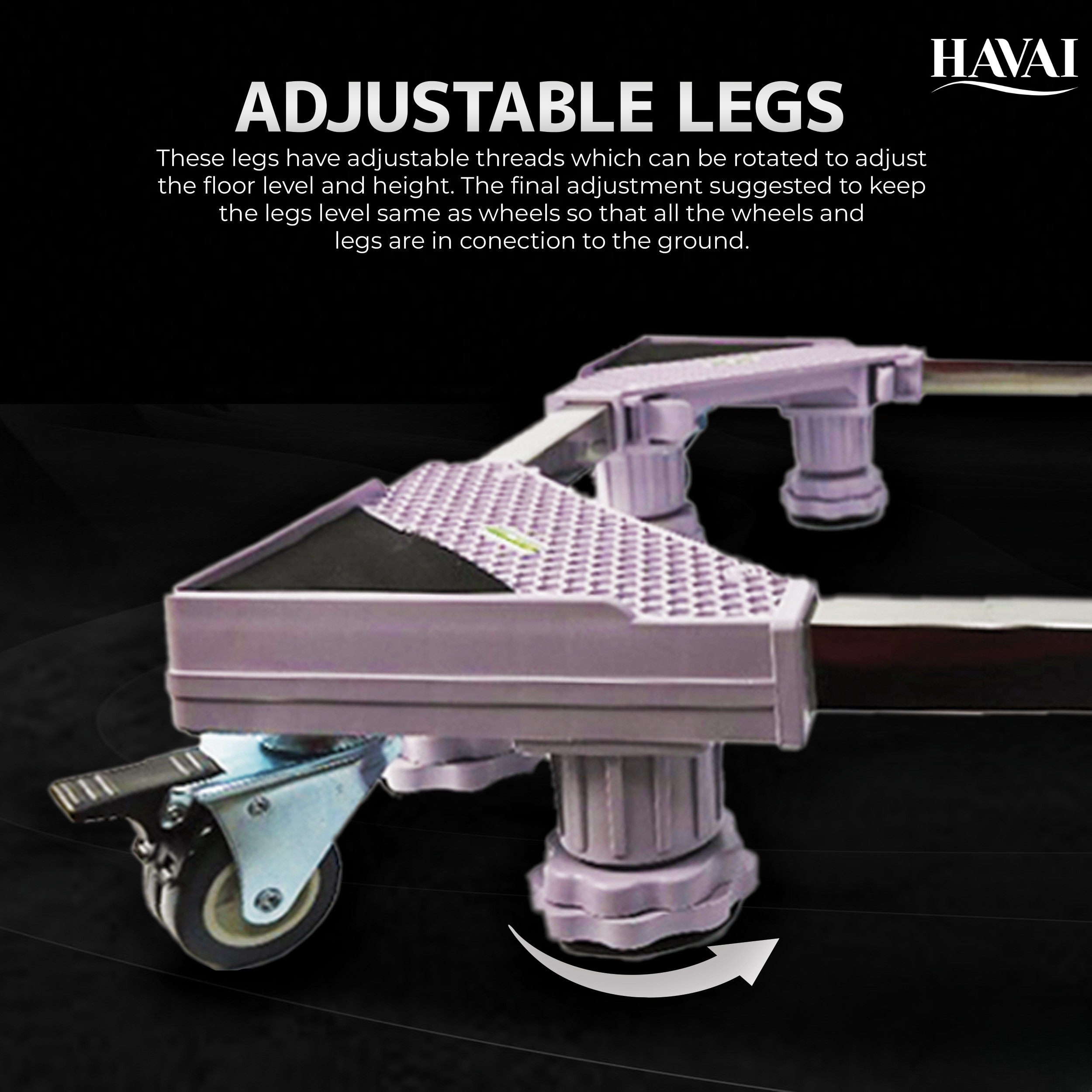 HAVAI Premium Trolley Stand with 4 Wheels 8 Grips For Heavy Duty Adjustable Top Load Washing Machine/Refrigerator/Fridge/Dishwasher/Air Cooler: Colour - Bluish Grey (500 Kg)