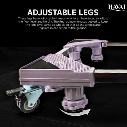 HAVAI Premium Trolley Stand with 4 Wheels 8 Grips For Heavy Duty Adjustable Top Load Washing Machine/Refrigerator/Fridge/Dishwasher/Air Cooler: Colour - Bluish Grey (500 Kg)