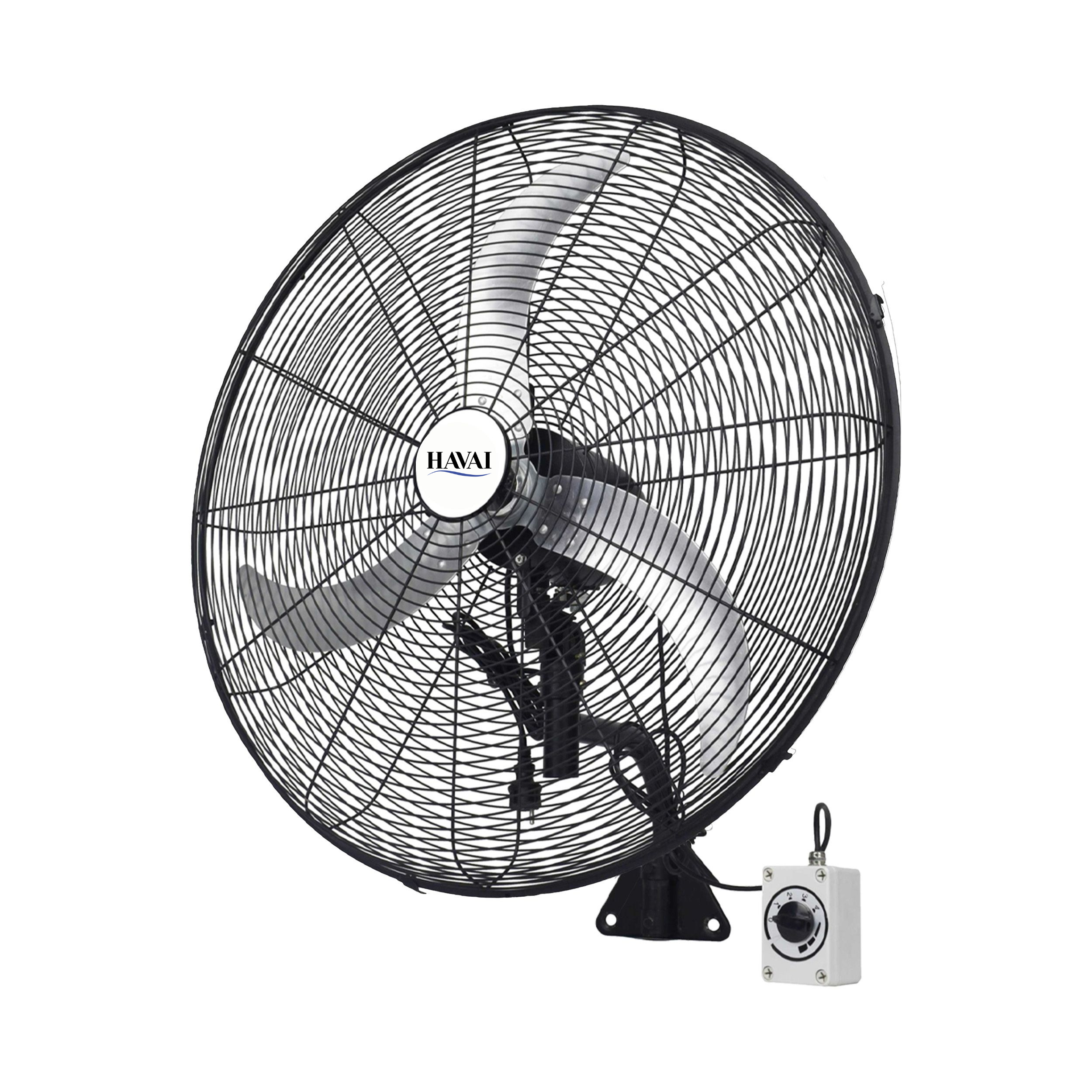 Havai 26" BLDC High-Speed Wall-Mount Fan – 3-Blade Design, Energy Efficient (20W-135W), 700-1400 RPM, 13,500 M³/Hr Airflow, 60-Foot Air Throw, 4-Speed Control, 2-Year Warranty