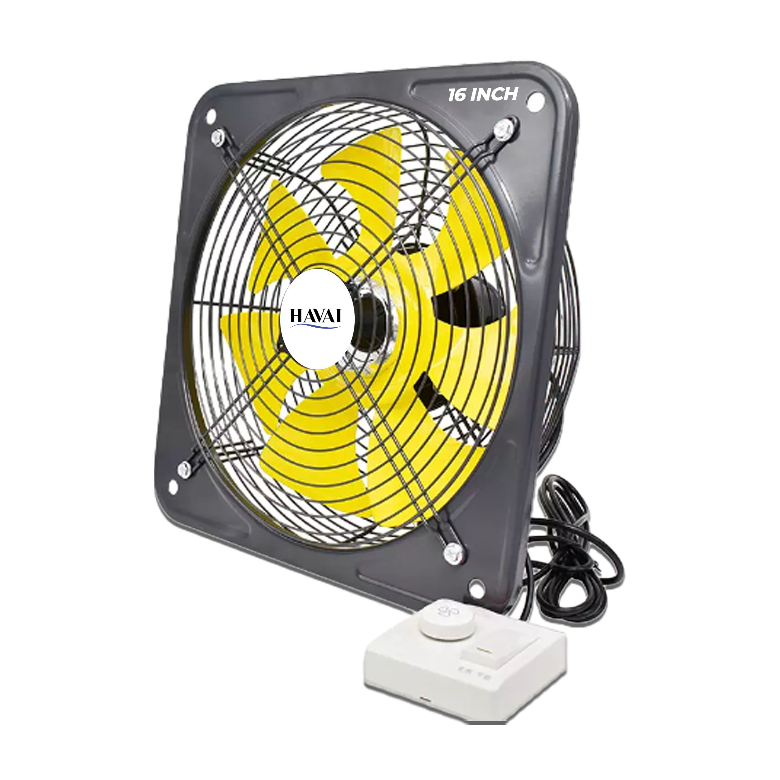 HAVAI BLDC Exhaust Fan | Power : 10W - 220W | Speed: 450-2800 RPM | Air Volume: 200-6000 m³/h | 1-Year Warranty | Stepless Speed Control | Metal Frame Included | Soundless (16-Inch Blade)