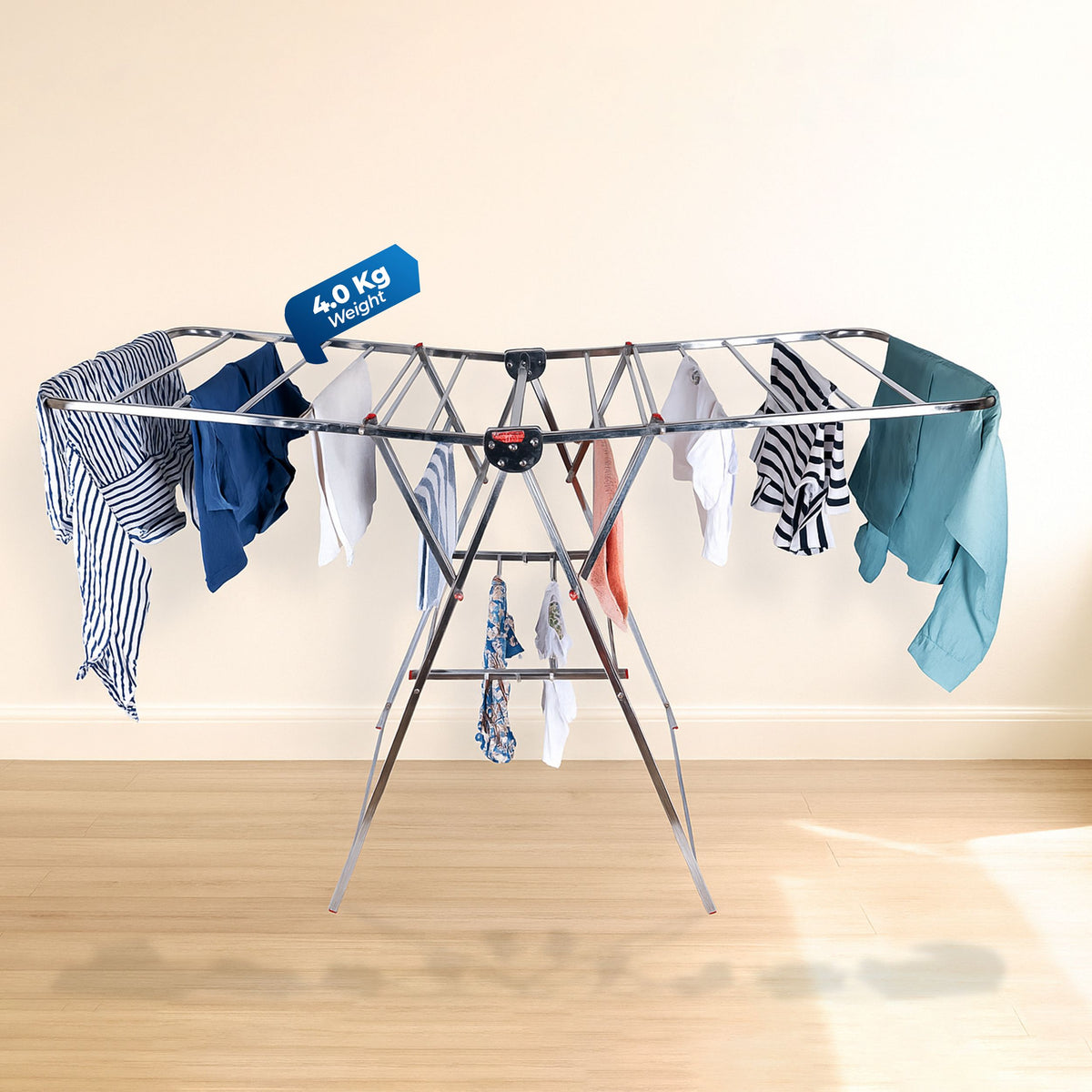 DryNest by Havai – 4.1 KG Heavy Duty Foldable Cloth Drying Stand | Premium Rust-Free Stainless Steel Laundry Rack with Strong Steel Rods | Indoor, Outdoor &amp; Balcony Use | Portable Clothes Dryer Stand