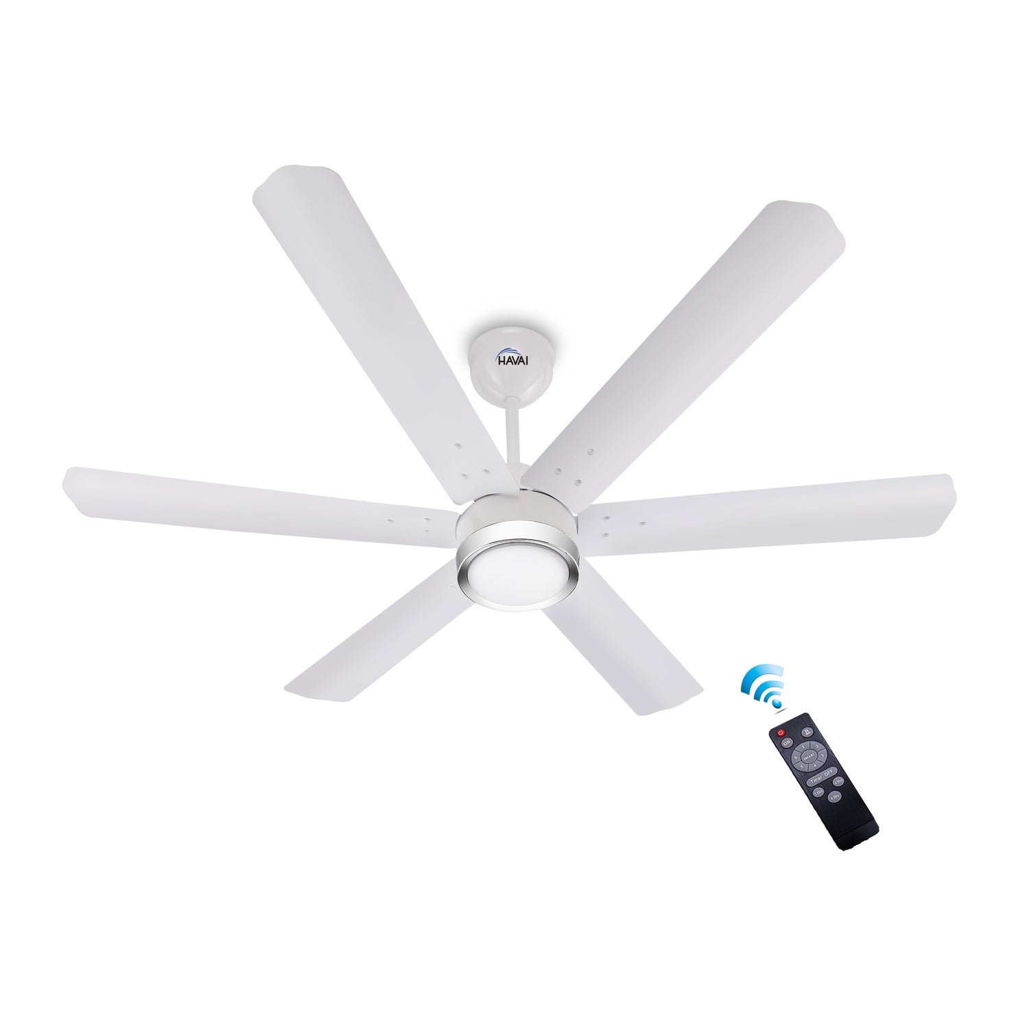 HAVAI Spinel BLDC Ceiling Fan with Decorative Ring | 1200mm, 6 Blades, 25W | Remote Control &amp; 9W LED Light | 2 Years Warranty | Pearl White
