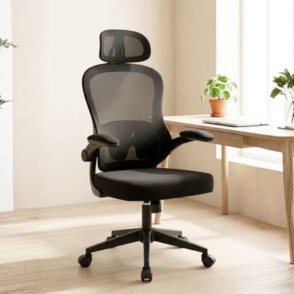 HAVAI LUMA BLACK Ergonomic Mesh Office Chair | Mid Back | Breathable Net Fabric | Reclining | Height Adjustable | Class 2 Gas Lift | Nylon Base | Smooth Wheels | WFH &amp; Office (BLACK)