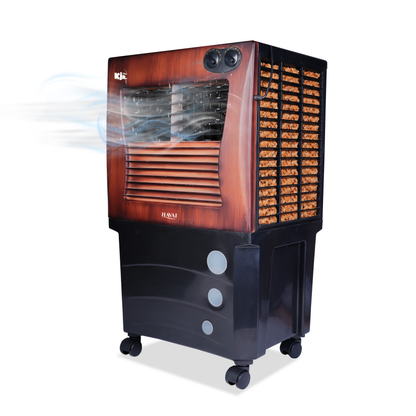HAVAI KJR Ebony Plus Air Cooler |Wooden Finish |Blower Based Thrust | 200 Sq. Ft Area Coverage |12-Foot Air Throw |65 Litre Tank Capacity, Three Side Honeycomb, Ice Chamber, 1 Year Warranty