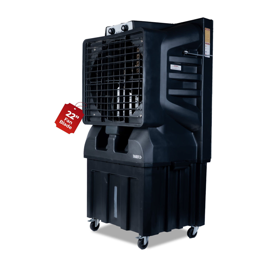 Thunder 22+ Desert Cooler |22 Inch Aluminum Blade |750 Feet Area Coverage|150 Litre Tank Capacity, Lockable Wheels, Auto Swing, Thick Dense Honeycomb, 1 Year Warranty|3 Speed Control