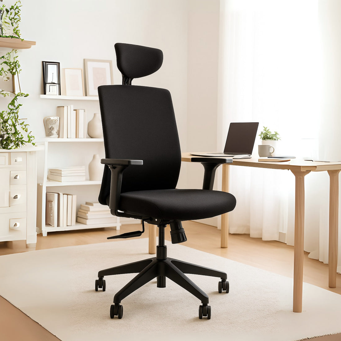 Off-Comfy by HAVAI Swift High Back Ergonomic Office Chair | Fixed Headrest | 3D Adjustable Armrest | Lumbar Support | Synchronized Recline | Chrome Base | Work from Home &amp; Office Chair
