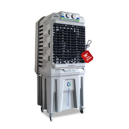 HAVAI Cyclone 16 Inch Desert Air Cooler | 16&quot; Fan Blade | 100L Tank Capacity | 500 Sq. Ft. Coverage | Auto Swing | Three Side Honeycomb Pads | Grey