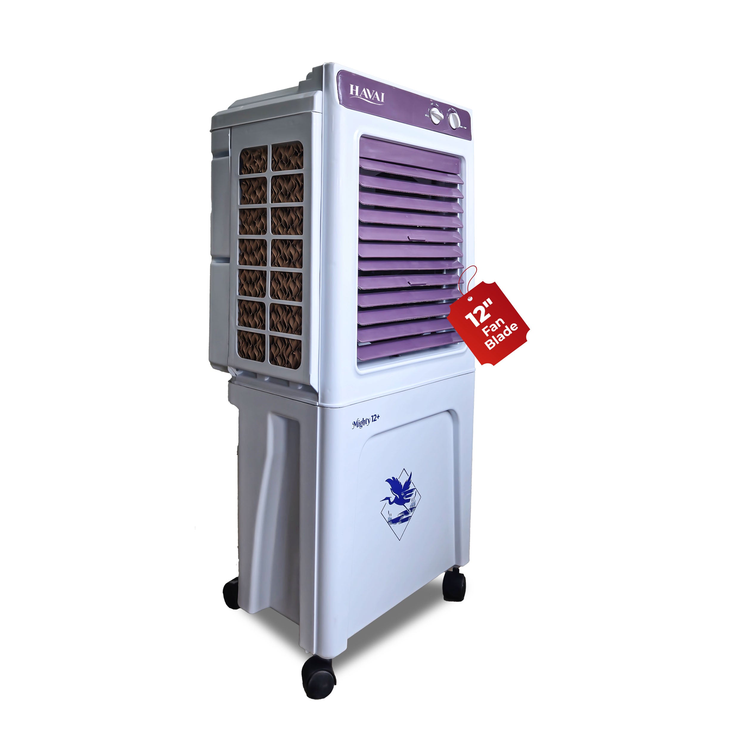 HAVAI Mighty 12+ | 12-Inch Personal Air Cooler | 36L Tank | 3-Side Honeycomb | Auto Swing | 3-Speed | 2400 RPM Motor | Vibrant Color | 200 Sq. Ft. Coverage