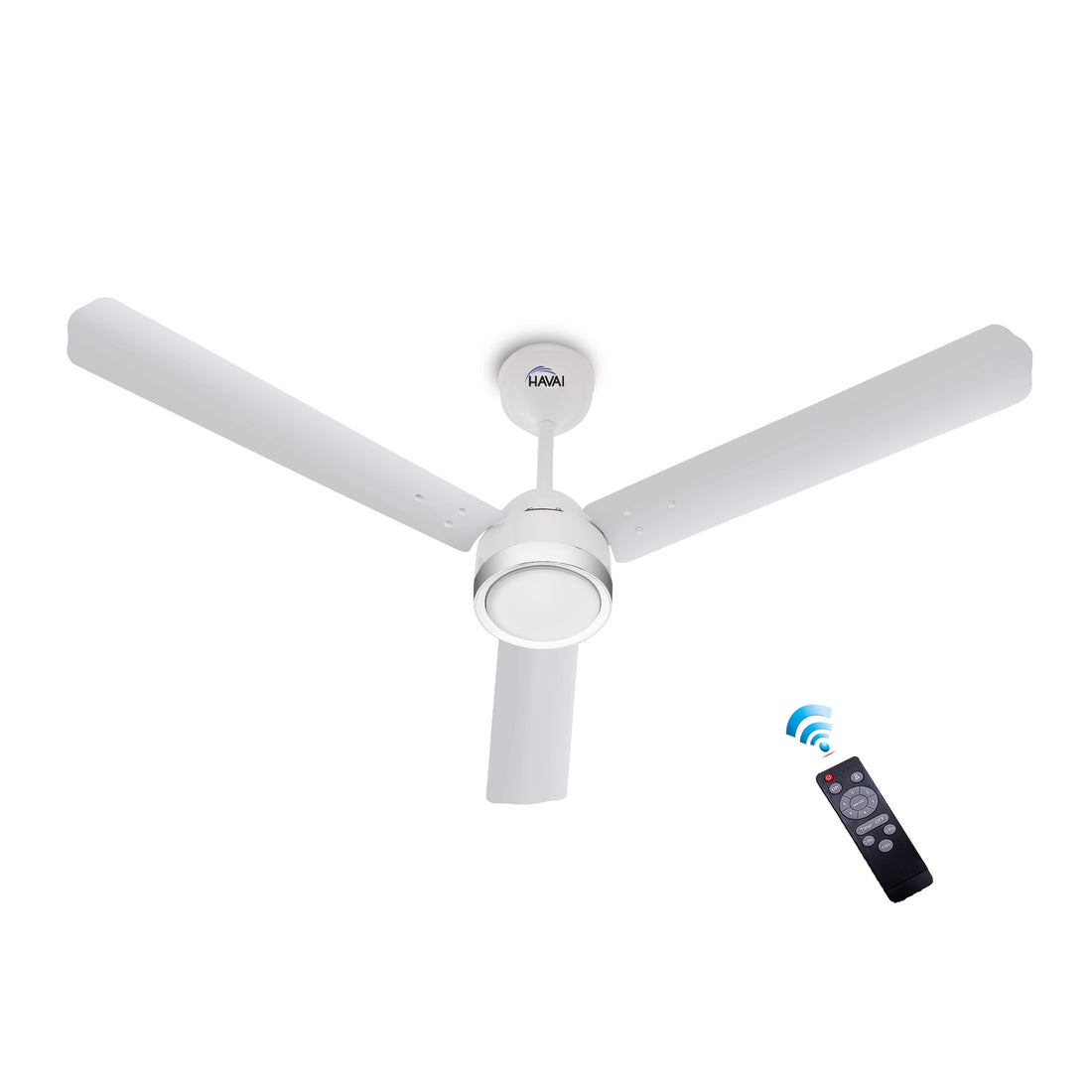 HAVAI Spinel BLDC Ceiling Fan with Decorative Ring | 1200mm, 3 Blades, 27W | Remote Control &amp; 9W LED Light | 2 Years Warranty | Pearl White