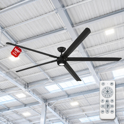 Havai Mini HVLS BLDC Ceiling Fan 100 Inch, 4500 CFM Commercial 88W BLDC Motor, 4,500 CFM Air Volume, 90 RPM, 1,600 Sq. Ft. Coverage, 5 Aluminium Blades, 18W 3-Colour Light, Remote