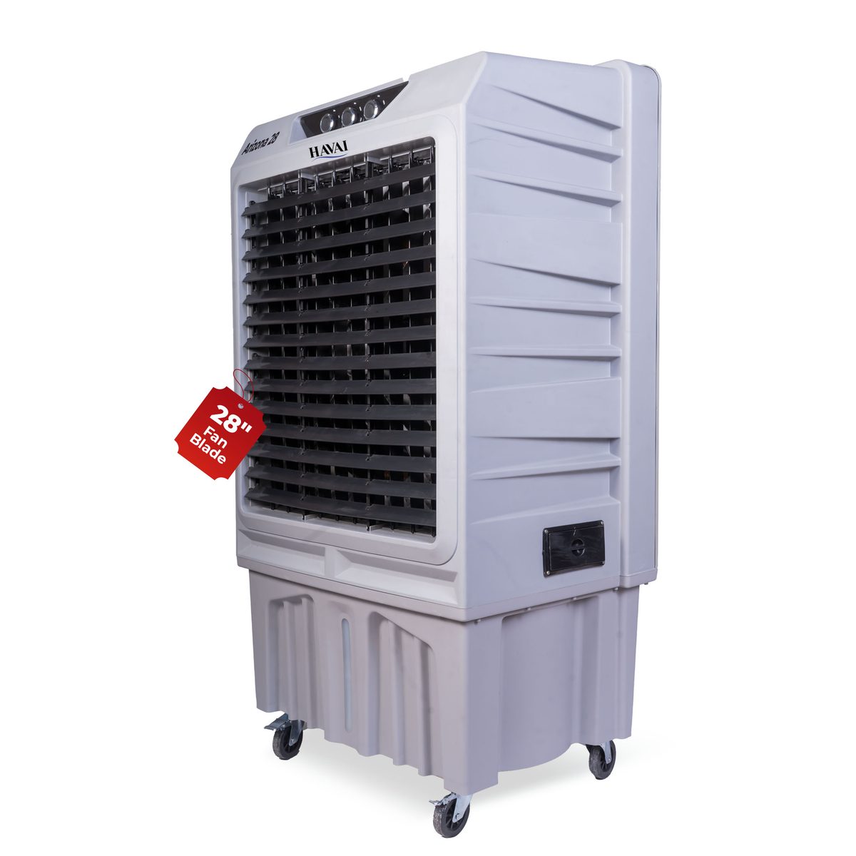 Havai Arizona 28 Industrial &amp; Commercial Air Cooler | 28-Inch Engineered 3-Leaf Blade | 10,000 m³/hr Air Delivery | 150L Tank | 500W Motor | 40 Ft Air Throw | Covers 700 Sq. Ft. | Finger Pull Drain Plug | 1-Year Warranty