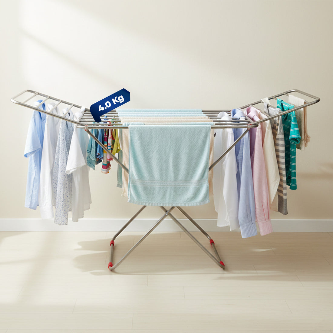 HAVAI DryNest 3.8 KG Heavy Duty Foldable Clothes Drying Stand | 20 Square Rust-Free Steel Rods | Strong Load Capacity | 3-Way Folding Laundry Airer | Space-Saving Indoor &amp; Balcony Clothes Stand | 1-Year Warranty