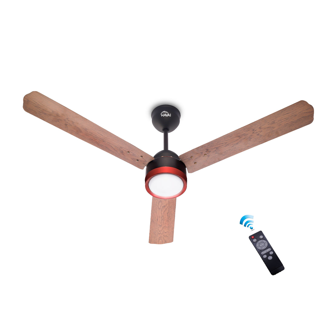 HAVAI Spinel BLDC Ceiling Fan with Decorative Ring | 1200mm, 3 Blades, 27W | Remote Control & 9W LED Light | 2 Years Warranty | Smoky Brown