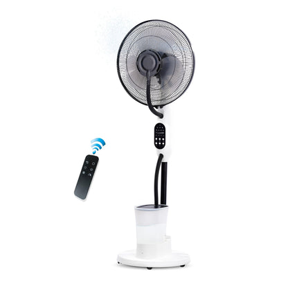 Blu Mist Pedestal Fan – 16" Residential Mist Fan | Remote Control | 2.8 Litre Tank | Installation Included (White, Pack of 1)