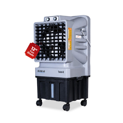 Thunder 12 inch Tower Air Cooler | 40L Tank |150 sq ft Rooms |10 ft Throw | 12-Inch Fan Blade | 40L Large Tank | Honeycomb Pad | 10 Ft Air Throw | 1 Year On-Site Warranty| Auto Louver | 3 Speed