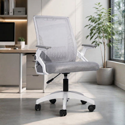 HAVAI Airon Ergonomic Office Chair with Mesh Back | Executive Computer Chair with Reclining &amp; Folding Function | Nylon Armrests | Class 2 Gas Lift | Plywood Base Support | Grey Seat | WFH &amp; Office Use | (Grey)