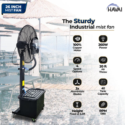 HAVAI Mist Fan 26 inch, 41 Litre Tank, Assembly Included