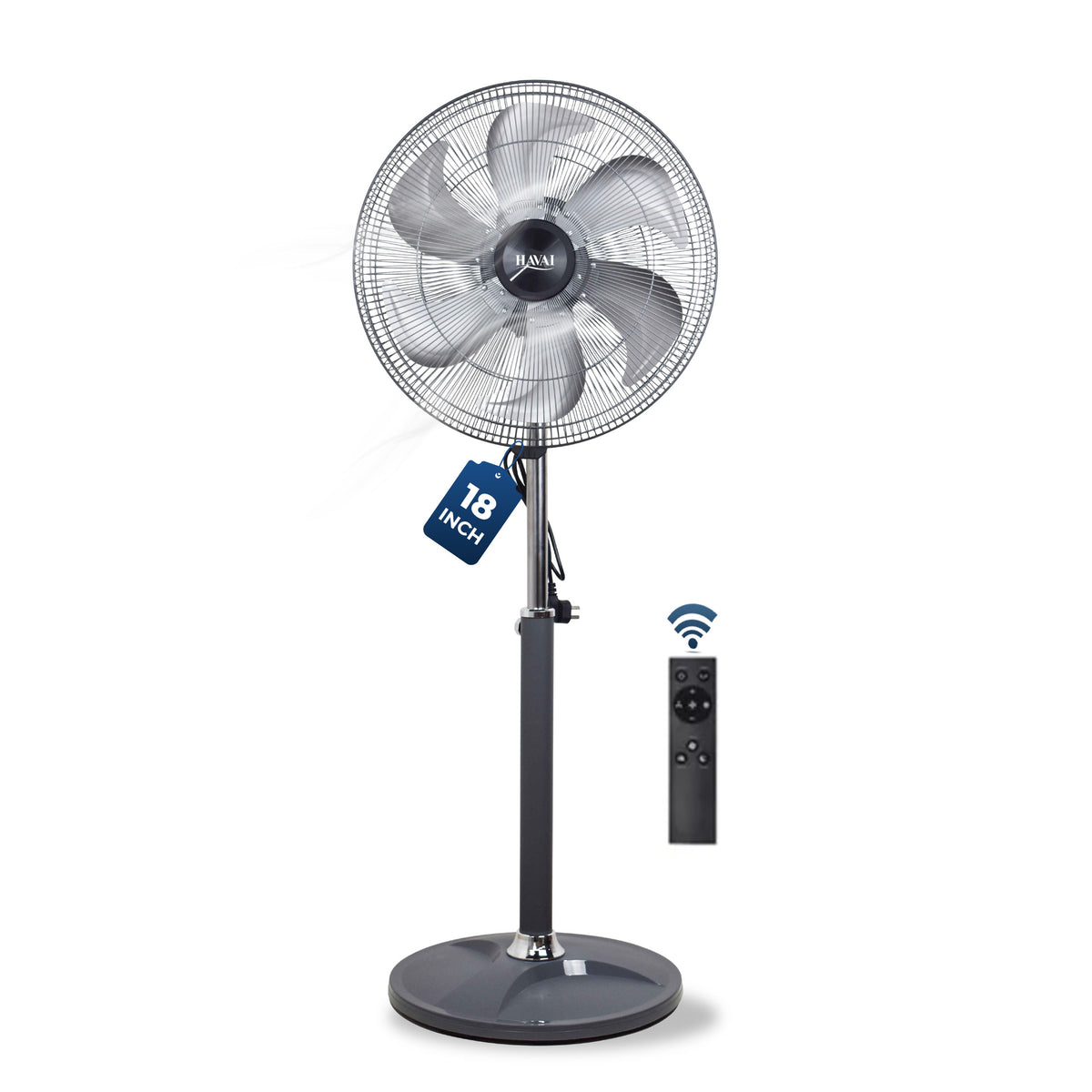 Havai 18 Inch BLDC Commercial Pedestal Fan with Remote &amp; 6 Aluminium Blades Installation Included, 2-Year Warranty, 8–95W Power, 9 Speeds, Timer, Automatic Oscillation &amp; Fingerproof Safety Grill.