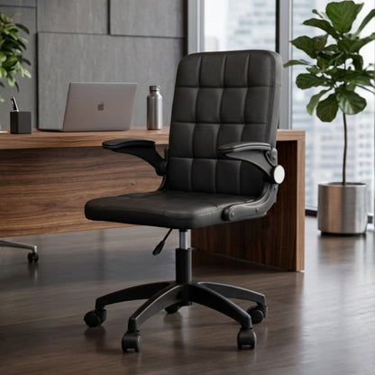 HAVAI Urban Seat Executive Office Chair | Premium Black PVC Upholstery | Ergonomic Cushioned Seat | Class 1 Gas Lift | Nylon Base &amp; Wheels | Home, Office &amp; WFH Chair