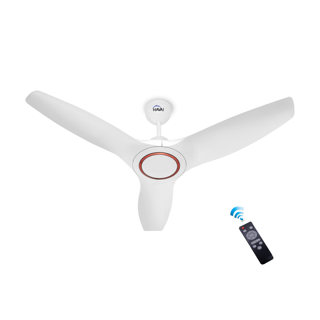 HAVAI Pristine Neo ABS Blade Ceiling Fan | 1200mm, 3 Blades, 27W | Remote Control | 2 Year Warranty | Pearl White