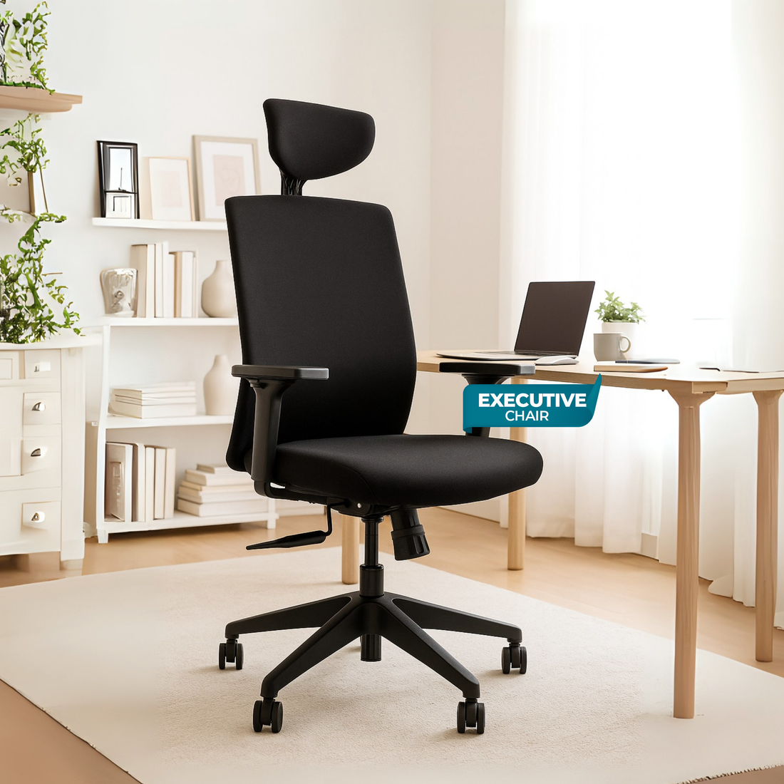 Off-Comfy by HAVAI Swift High Back Ergonomic Office Chair | Fixed Headrest | 3D Adjustable Armrest | Lumbar Support | Synchronized Recline | Chrome Base | Work from Home & Office Chair