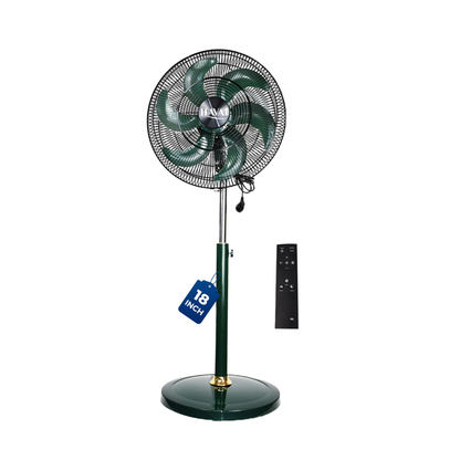 HAVAI BLDC 18" Pedestal Fan, Soundless, 50% Savings On Electricity, High Velocity,For Commercial And Residential Use, Assembly Included , Green - With Remote