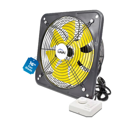 HAVAI BLDC Exhaust Fan | Power : 10W - 220W | Speed: 450-2800 RPM | Air Volume: 200-6000 m³/h | 1-Year Warranty | Stepless Speed Control | Metal Frame Included | Soundless (16-Inch Blade)