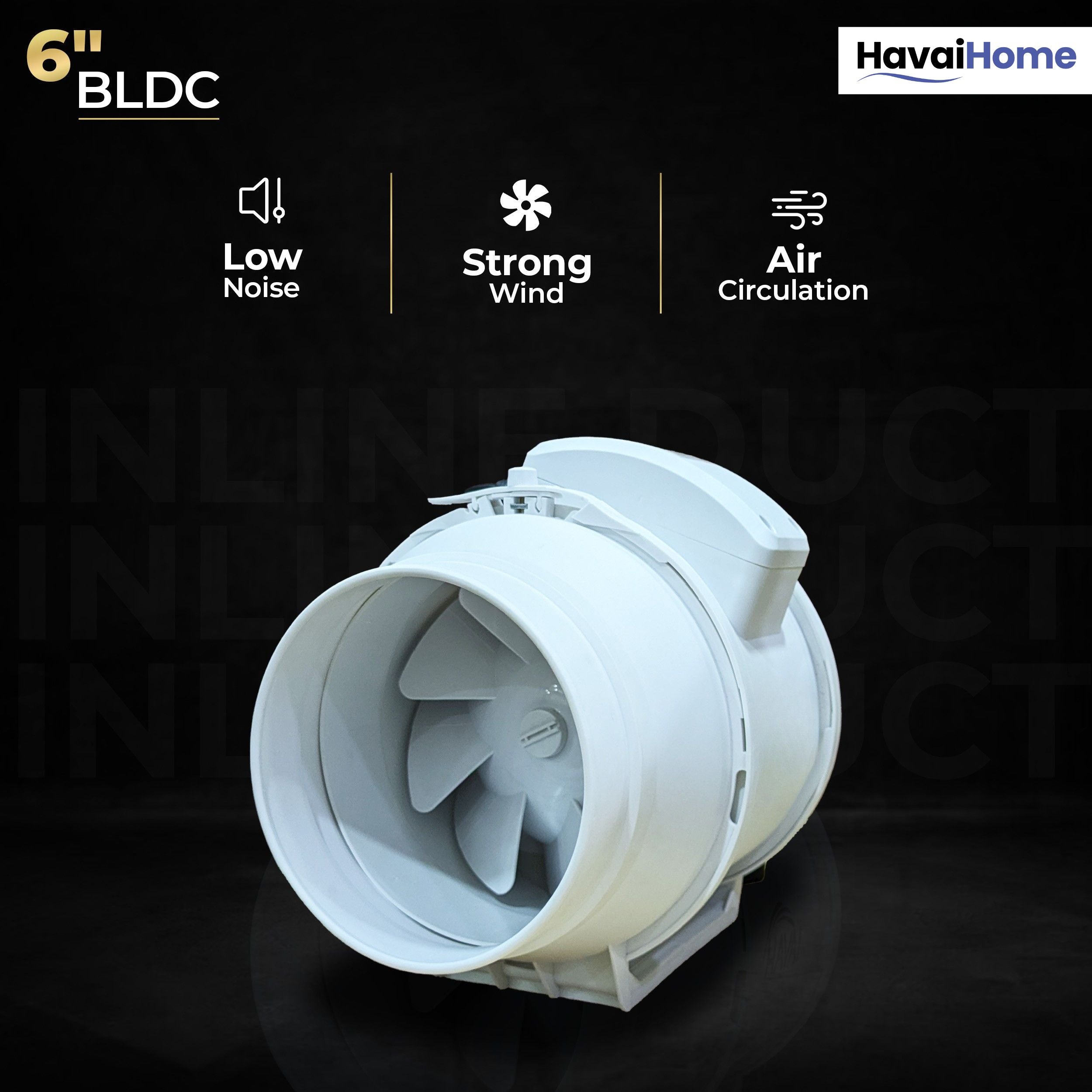 BLDC Inline Duct Fan 6 Inch | 540 CMH Airflow | Low Noise Exhaust Fan for Ventilation &amp; Cooling