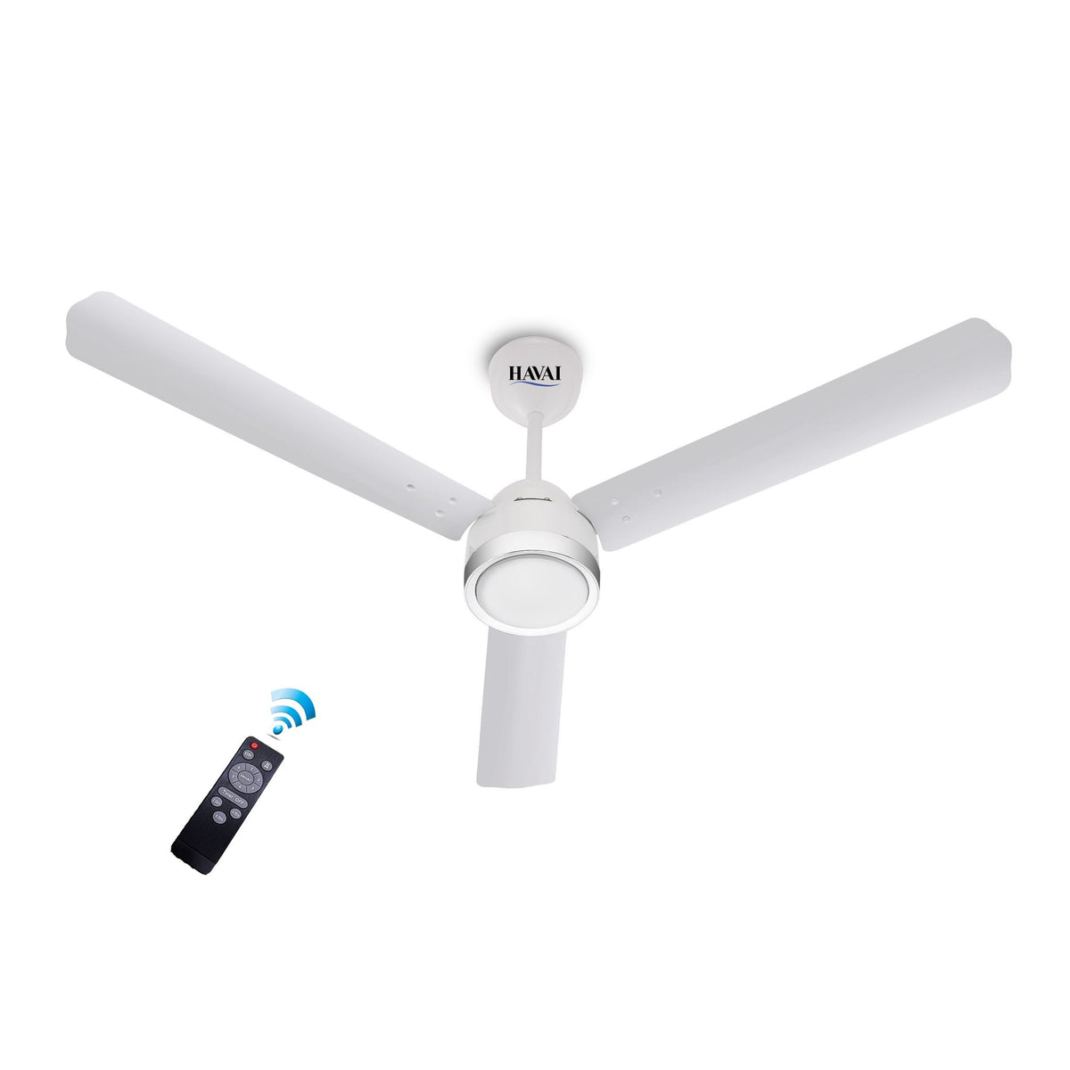 HAVAI Spinel BLDC Ceiling Fan with Decorative Ring | 1200mm, 3 Blades, 27W | Remote Control &amp; 9W LED Light | 2 Years Warranty | Pearl White