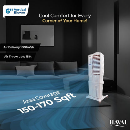 HAVAI Bullet Tower Air Cooler - 20 Liter, White
