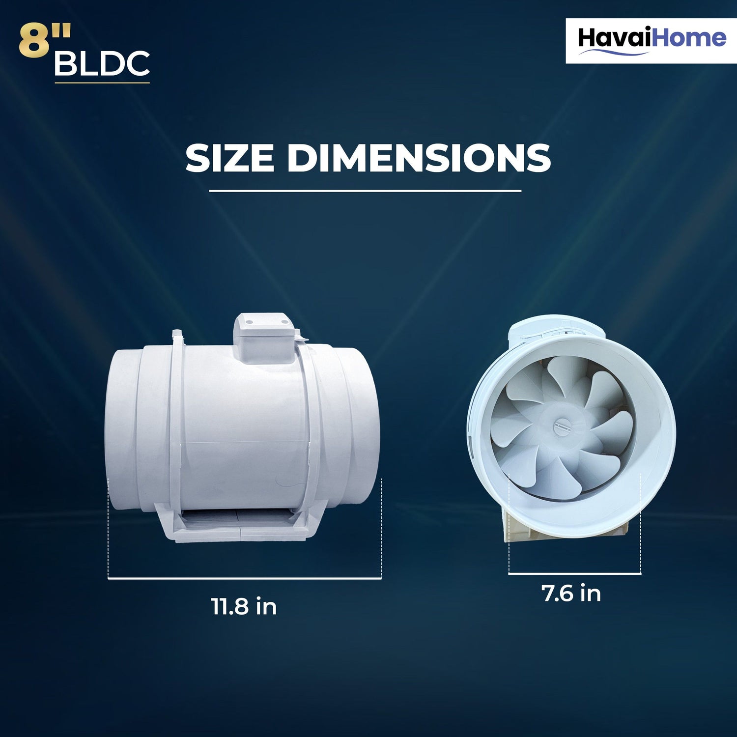 BLDC Inline Duct Fan 8 Inch | 900 CMH Airflow | Energy-Saving 40W Exhaust Fan for Ventilation