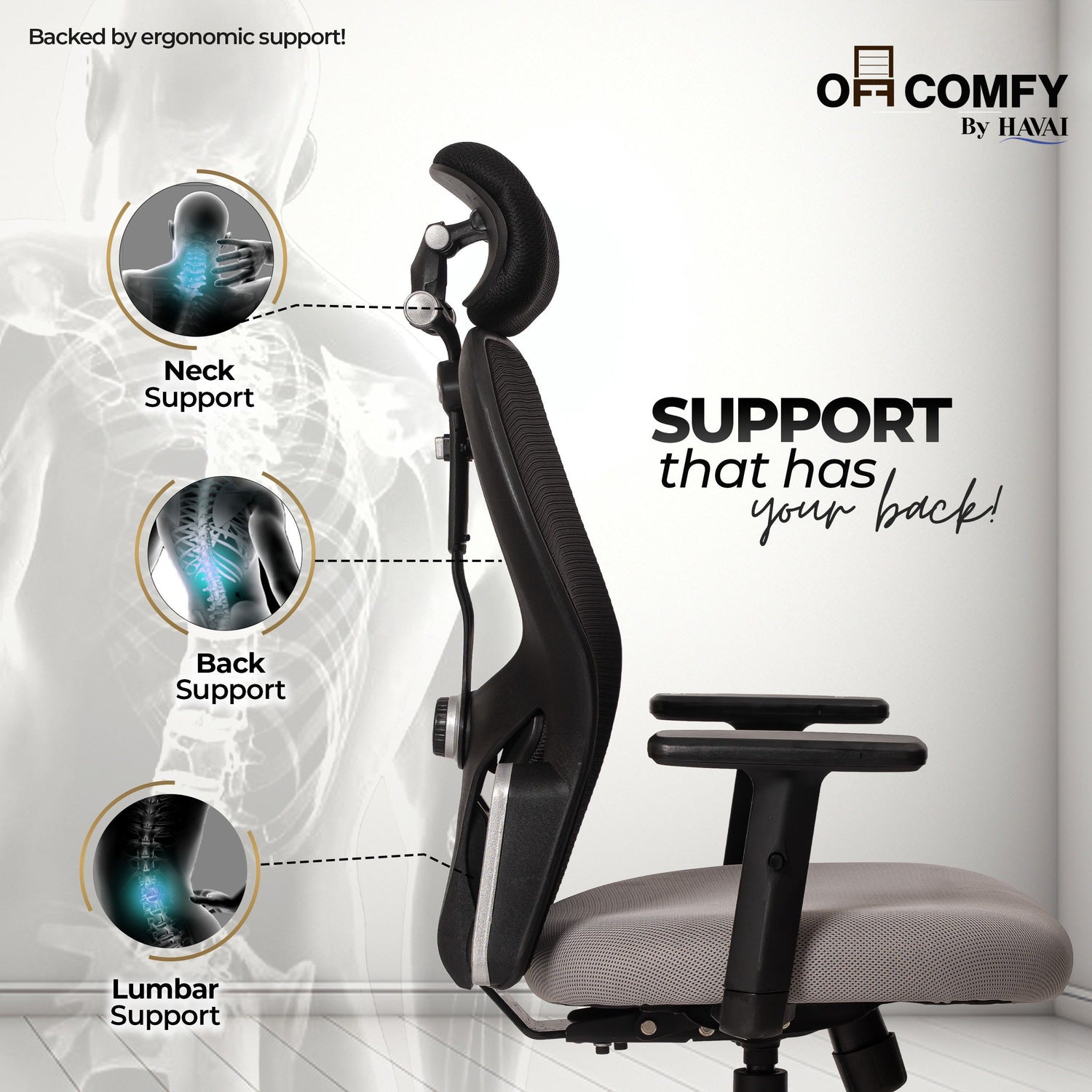 Tauras Lean Back High Back Mesh Ergonomic Office Chair | Single Lock Synchro Tilt | Nylon Base | Class 4 Gaslift | 2D Adjustable Armrests | 50mm Casters | Premium Mesh Back &amp; Fabric Seat
