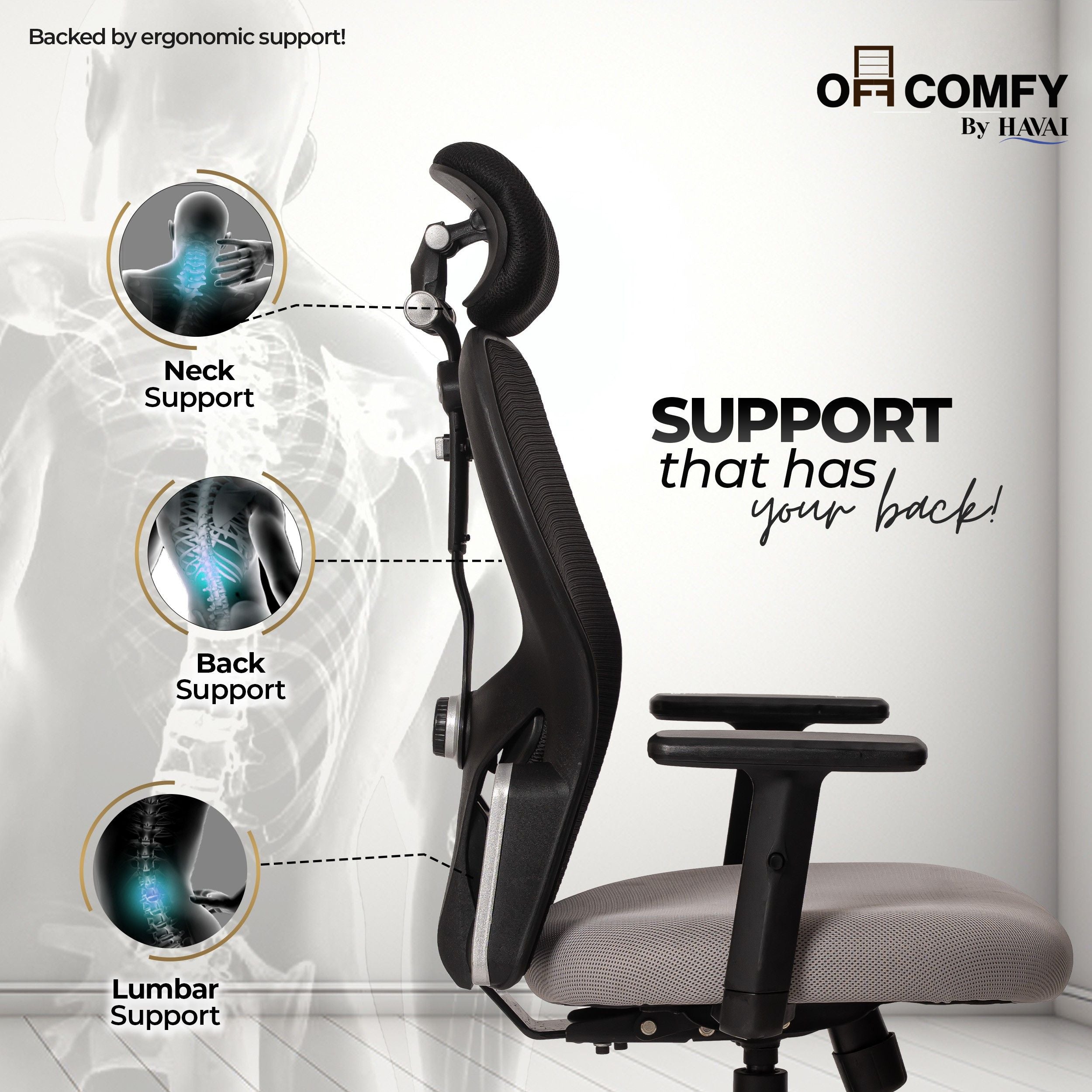 Tauras Lean Back High Back Mesh Ergonomic Office Chair | Single Lock Synchro Tilt | Nylon Base | Class 4 Gaslift | 2D Adjustable Armrests | 50mm Casters | Premium Mesh Back &amp; Fabric Seat