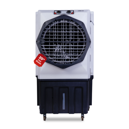 HAVAI Jumbo 20+ Desert Air Cooler for Home &amp; Commercial Use | 20 Inch Aluminium Fan, 150L Tank, 6190 m³/hr Air Delivery | Covers 450 Sq Ft | Honeycomb Pads, Auto Swing Louvers, Wheels | White &amp; Grey