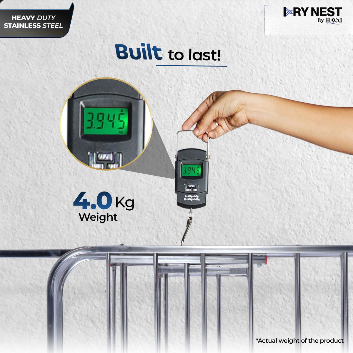DryNest by Havai – 4.1 KG Heavy Duty Foldable Cloth Drying Stand | Premium Rust-Free Stainless Steel Laundry Rack with Strong Steel Rods | Indoor, Outdoor &amp; Balcony Use | Portable Clothes Dryer Stand