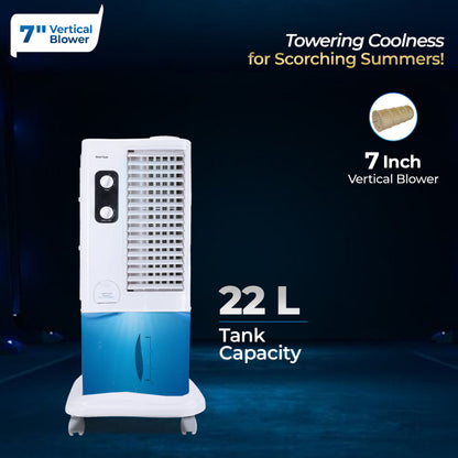 Desert Tower Cooler with Blower, 22 L, White