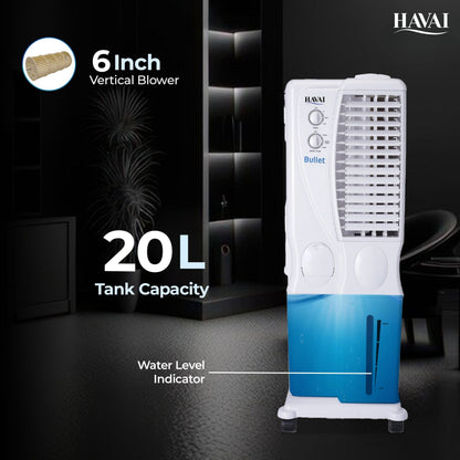 HAVAI Bullet Tower Air Cooler - 20 Liter, White