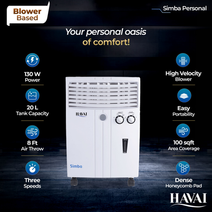 HAVAI Simba Personal Cooler with Blower - 20L, White