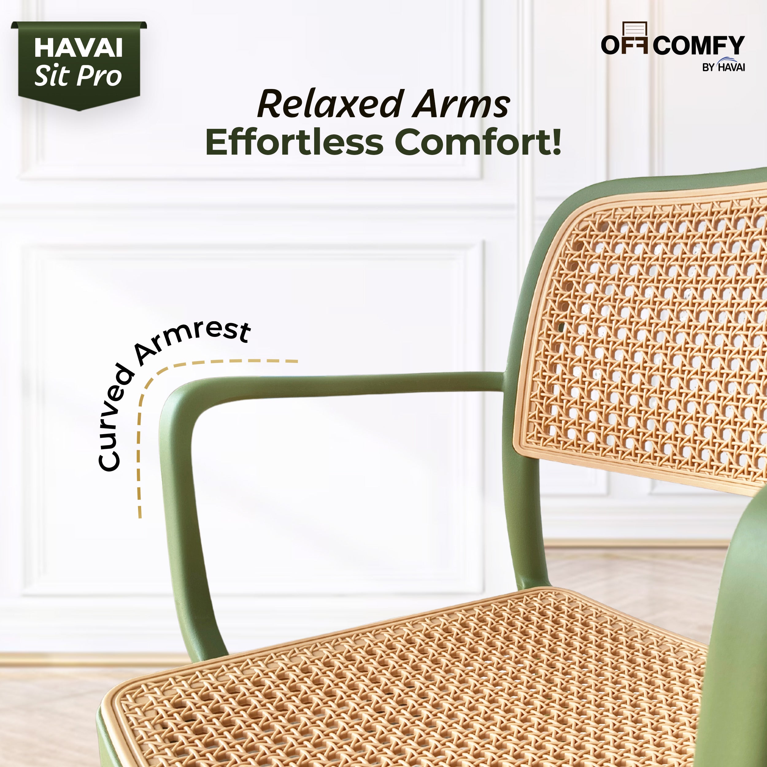 HAVAI SitPro Premium Plastic Chair for Home, Office &amp; Café | Modern Ergonomic Design | Heavy-Duty Reinforced Frame | Indoor &amp; Outdoor Use | Stackable | Pack of 2 | 1-Year Warranty | Made in India