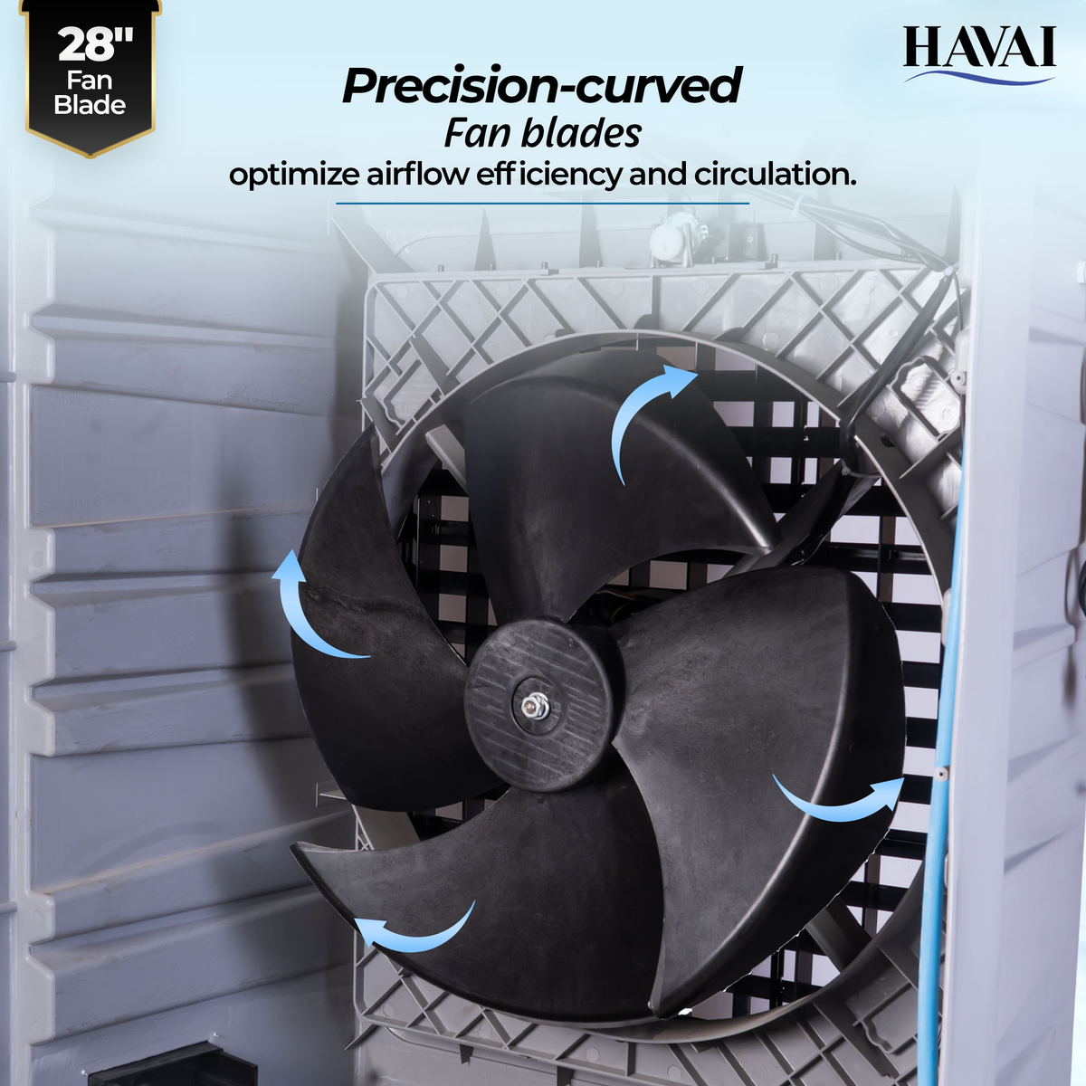 Havai Arizona 28 Industrial &amp; Commercial Air Cooler | 28-Inch Engineered 3-Leaf Blade | 10,000 m³/hr Air Delivery | 150L Tank | 500W Motor | 40 Ft Air Throw | Covers 700 Sq. Ft. | Finger Pull Drain Plug | 1-Year Warranty