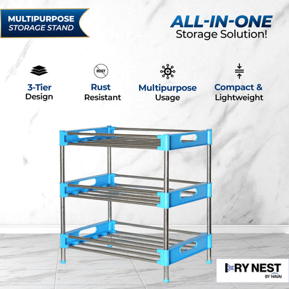 HAVAI Multipurpose Heavy Duty Steel Rack | 2.0 KG Strong &amp; Durable Organizer for Kitchen, Bathroom &amp; Home Use