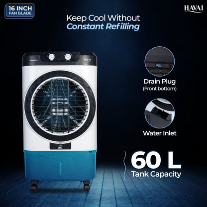 Havai Elite Pro 60 Desert Air Cooler, 60 L, 16-Inch Fan, 20 Ft Air Throw