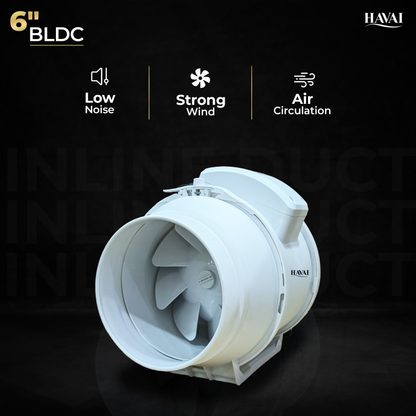 HAVAI BLDC Inline Duct Fan 6 Inch | 540 CMH Airflow | Low Noise Exhaust Fan for Ventilation &amp; Cooling