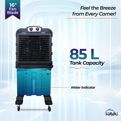 Thunder 85 Desert Cooler – 85L, 16-Inch Aluminum Blade, Single Side Thick Honeycomb, 300 sq. ft. Coverage, Powerful Air Throw &amp; Delivery