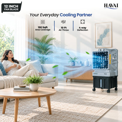 Thunder 12 inch Tower Air Cooler | 40L Tank |150 sq ft Rooms |10 ft Throw | 12-Inch Fan Blade | 40L Large Tank | Honeycomb Pad | 10 Ft Air Throw | 1 Year On-Site Warranty| Auto Louver | 3 Speed