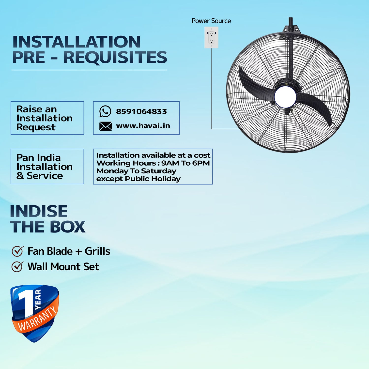 BLDC Wall Mount Fan 20 Inch, 50% Savings On Electricity, High Velocity, Heavy Duty Metal For Industrial, Commercial And Residential Use, Assembly Included , Black