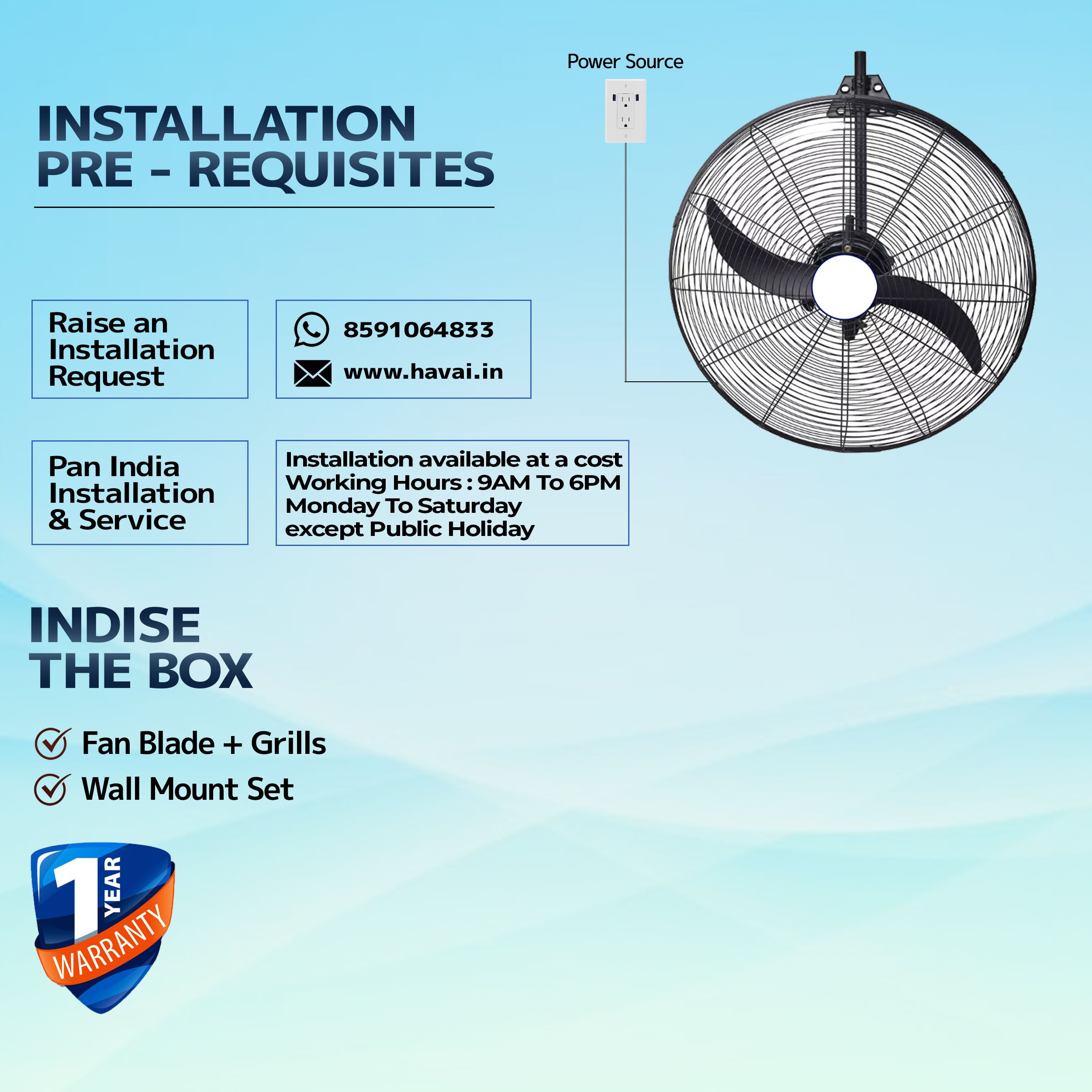 BLDC Wall Mount Fan 20 Inch, 50% Savings On Electricity, High Velocity, Heavy Duty Metal For Industrial, Commercial And Residential Use, Assembly Included , Black