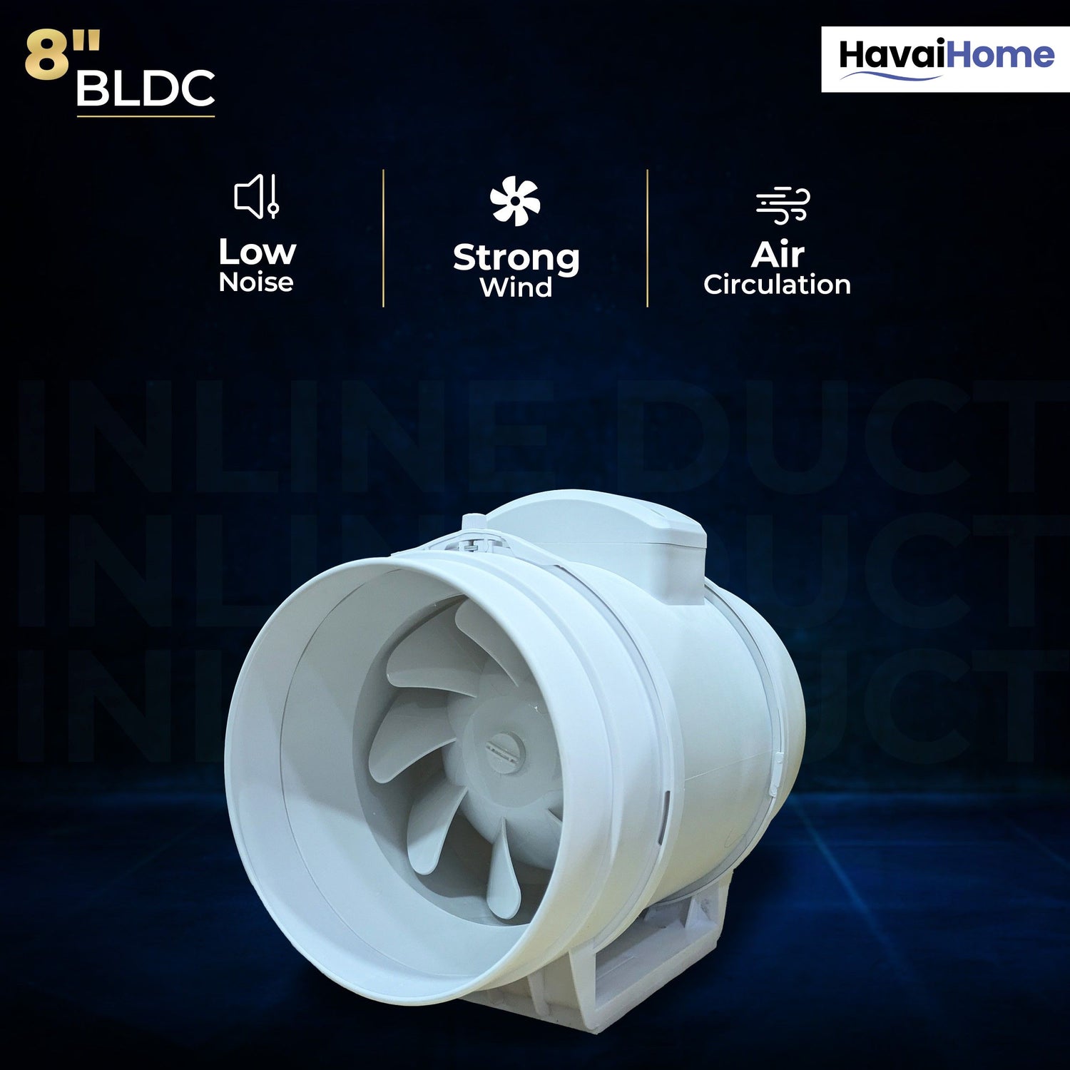 BLDC Inline Duct Fan 8 Inch | 900 CMH Airflow | Energy-Saving 40W Exhaust Fan for Ventilation