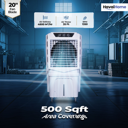 HAVAI Arizona 20 Desert Air Cooler | 120L Water Tank | 20-Inch Metal Blade | 4800 m³/hr Air Delivery | 35 Ft Air Throw | Double Bearing Low Noise Motor | Thick Honeycomb Pads | Covers up to 500 Sq Ft | 1 Year On-Site Warranty